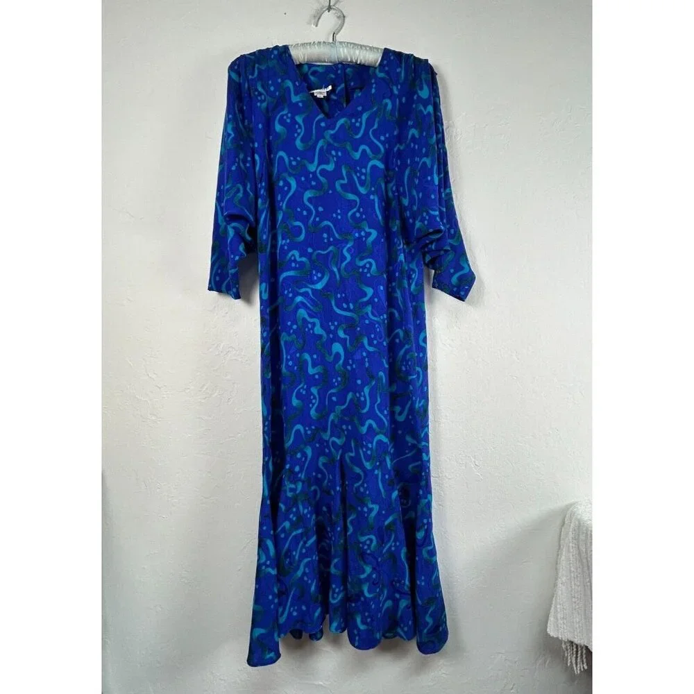 nora noh silk dress 1980s Nora Noh Purple Silk Dress S